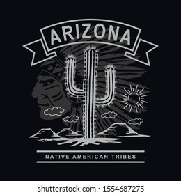 Arizona cactus typography, tee shirt graphics, vectors