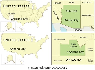 Arizona City census-designated place location on USA, Arizona state and Pinal County map