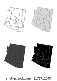 Arizona County Map (Gray, Black, White)