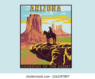 arizona cowboy desert illustration vector