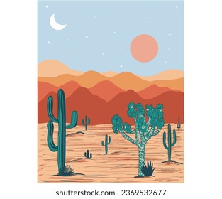 Arizona desert abstract art for t-shirt, poster, wall decoration and others.