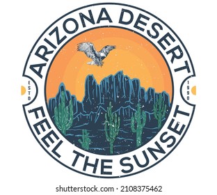 Arizona Tshirt Design Mountains Sun Desert Stock Vector (Royalty Free ...