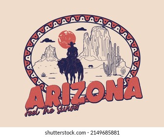 Arizona desert cowboy typography vector design for print 