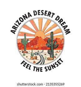 Arizona Desert Dream Feel Sunset Desert Stock Vector (Royalty Free ...