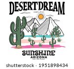 Arizona Desert dream, feel the sunshine watercolor with cactus vector artwork.