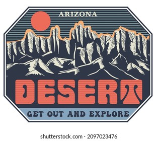 Arizona desert explore  vector design for t shirt print, batch, poster, and other uses. 