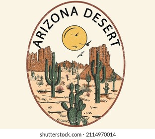 Arizona desert graphic print design for t shirt and others.