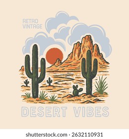 Arizona desert Graphics. t-shirt sweatshirt all apparel clothing design graphic. dessert print for fashion and clothing. fashion graphic design or poster design. natural desert hand drawing sketch.