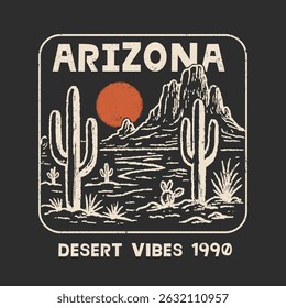 Arizona desert Graphics. t-shirt sweatshirt all apparel clothing design graphic. dessert print for fashion and clothing. fashion graphic design or poster design. natural desert hand drawing sketch.