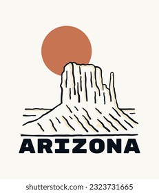 Arizona desert line vintage vector illustration