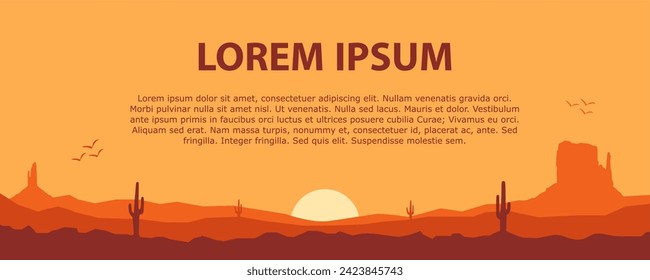 vector panorámico del desierto de arizona - diseño plano