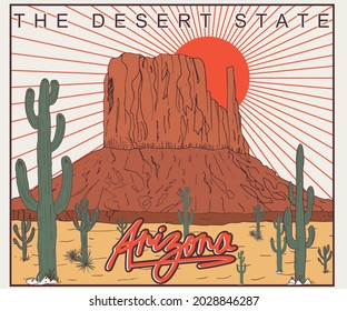 Arizona desert print vector design for t shirt sticker poster and others.
