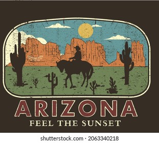 Arizona desert retro graphic design for t shirt and others.