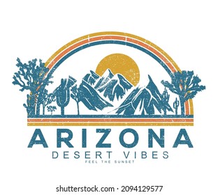 Arizona desert retro vector  print design for t shirt and others.