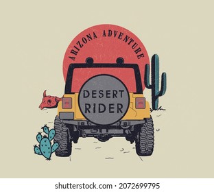 arizona desert ride adventure vector artwork