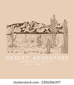 Arizona desert state t shirt graphic design. Vintage artwork for apparel, sticker, batch, background, poster and others.