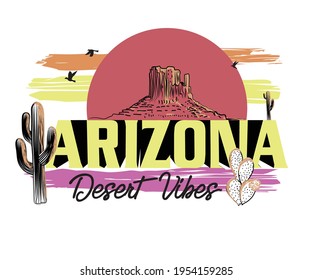 Arizona Desert Sun Vibes Adventure Vector Illustrator 