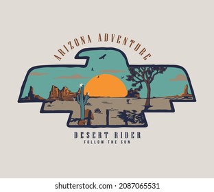 arizona desert sunset adventure vector illustration artwork  