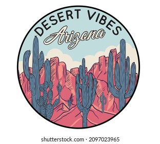 Arizona desert vector design for t shirt print, batch, fashion, apparel, poster, and other uses. 
