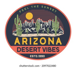 Arizona desert vibes base vector design for t shirts prints, batch, posters, and other uses.