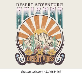 Arizona desert vibes graphic print design for t shirt, poster, sticker and others.