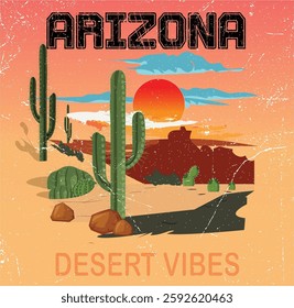 
Arizona desert vibes graphic print for fashion, sticker, poster,  and others.