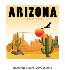 Arizona desert vibes print design. Cactus desert vibes t-shirt design. 