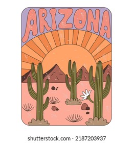 Arizona desert vibes print. Vector illustration