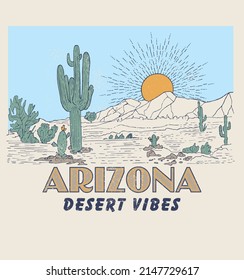 Arizona desert vibes.graphic print design for t shirt and others.