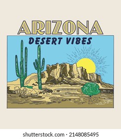 Arizona desert vibes.graphic print design for t shirt and others.