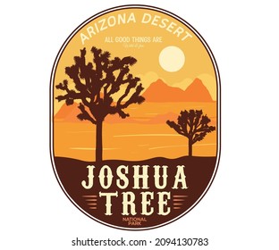 Arizona desert vintage print design for t shirt  Joshua tree vector artwork for men  women  girls   others 
