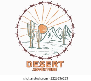 Arizona desert vintage t-shirt design.