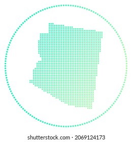 Arizona digital badge. Dotted style map of Arizona in circle. Tech icon of the US state with gradiented dots. Authentic vector illustration.