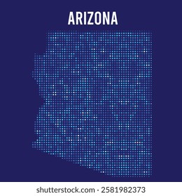 Arizona digital DOTTED MAP on blue background