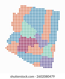 Arizona dotted map. Digital style map of the state on white background. Arizona shape with circle dots. Colored dots style. Large size circles. Trending vector illustration.