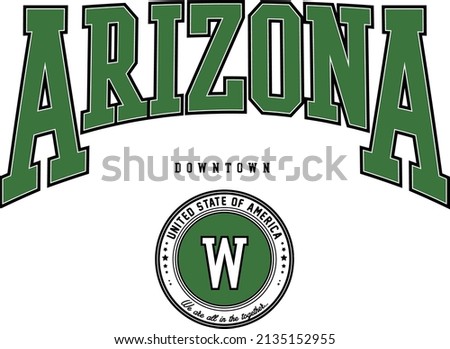 arizona downtown emblem united states of america usa retro varsity campus college fonts for t-shirt