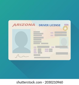 Arizona driver's license on blue background (flat design)