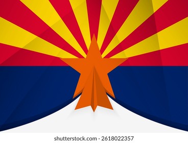 Arizona Flag with Abstract Paper Airplane Design, National Flag in a geometric folded paper style. Vector illustration.