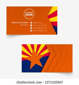 Arizona Flag Business Card, standard size (90x50 mm) business card template with bleed under the clipping mask.