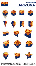 Arizona Flag Collection. Big set for design. Vector Illustration.