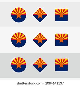 Arizona flag icons set, vector flag of Arizona. Three versions of icon.