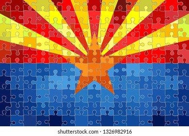 Arizona flag made of puzzle background - Illustration