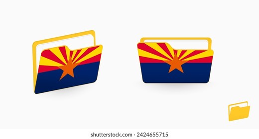 Marca de Arizona en dos tipos de icono de carpeta. Ilustración vectorial.