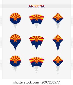 Bandera de Arizona, conjunto de iconos de la bandera de Arizona. Ilustración vectorial de los símbolos nacionales.