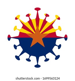 Arizona flag shaped as a coronavirus. Vector illustration.