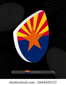 Arizona Flag Shield icon in 3D on Dark Modern Abstract Rugby Background. Perfect for sports events, heritage themes, national celebrations, and patriotic designs.
