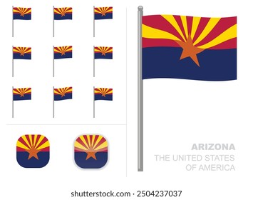 Arizona Flag The United States of America Waving Animation App Icon Vector