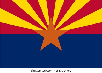 Arizona Flag Vector - Flag of Arizona US State Vector Original Color and Size Ratio