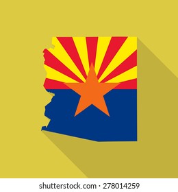 Arizona Flag,map Flat Icon With Long Shadow. Vector EPS10