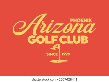 Arizona golf club logo. Vintage print for t-shirt. Trendy Hipster design. Vector illustration